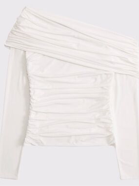 Abercrombie Off-Shoulder Ruched White Top